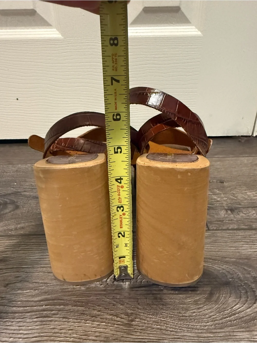 Free People Brown Leather Wood Platform Sandals Size 39